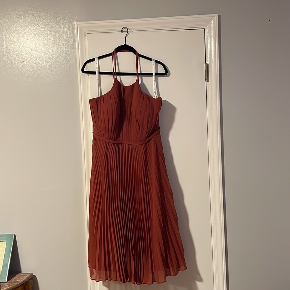 Azazie Dasha - Terracotta bridesmaid dress - Professionally dry-cleaned